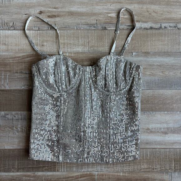 Alice + Olivia Sequin Corset Top Size 6 - Picture 1 of 6